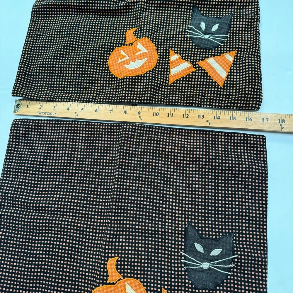 Vintage Crate&Barrel Halloween placemat napkin pumpkin cat candy orange black